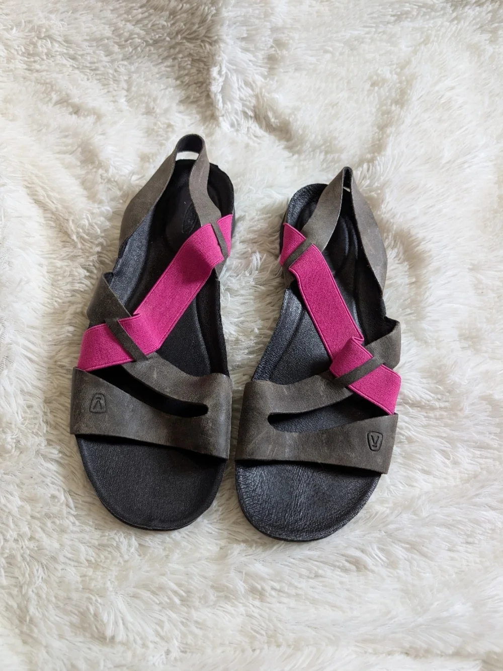 Keen Gray And Pink Leather Strappy Slingback Sandals Size 9.5